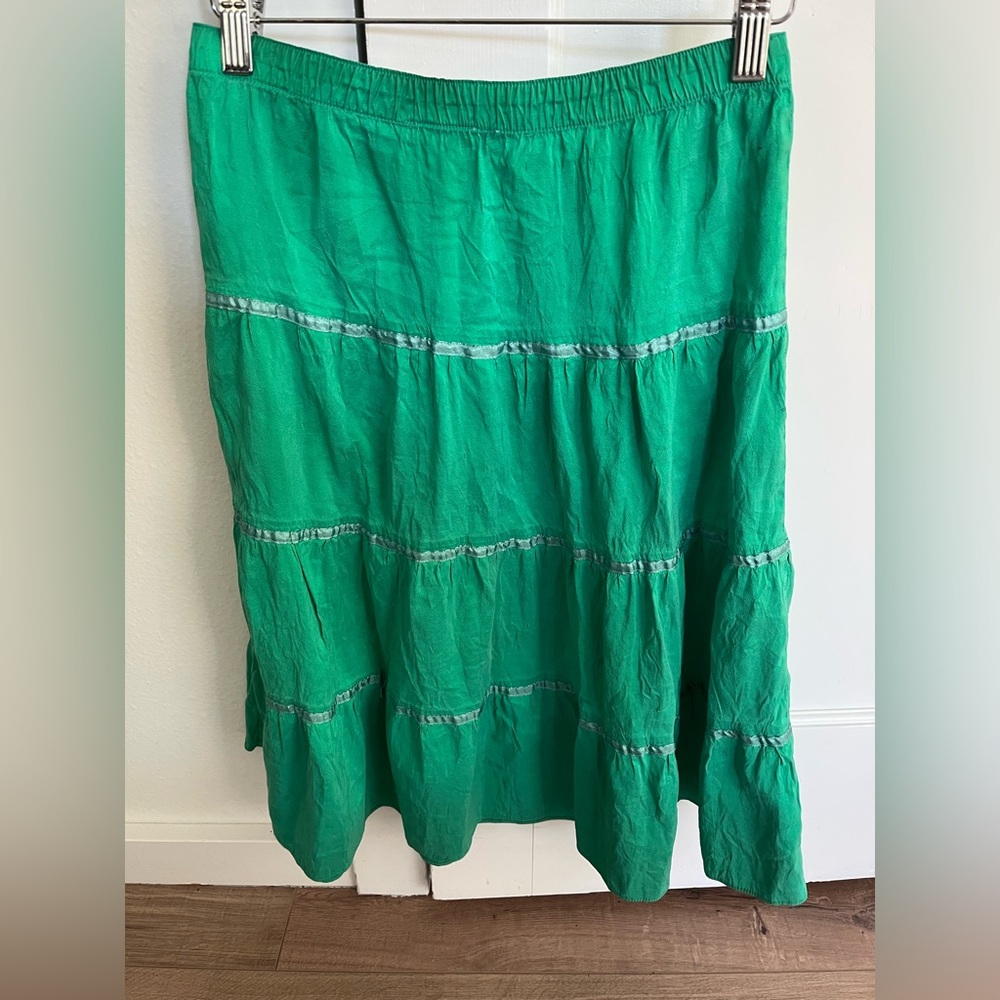 Elegant Green A-Line Skirt